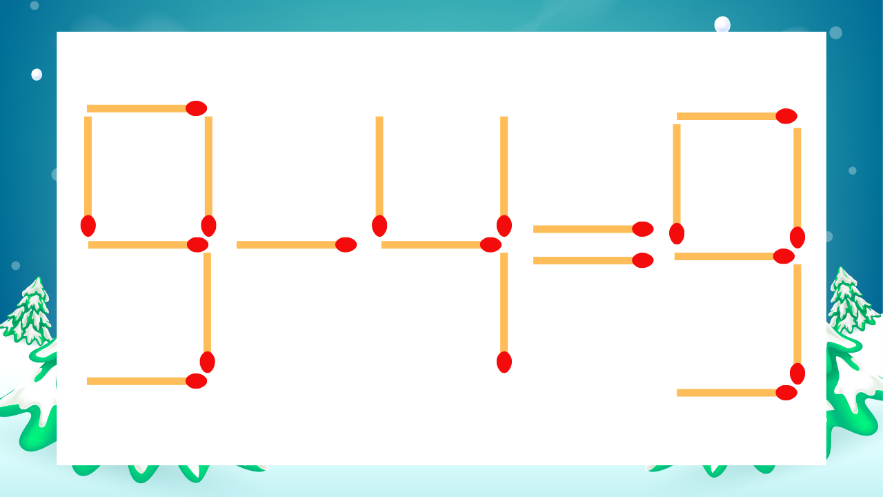 【マッチ棒クイズ】1本だけ動かして正しい式に：9-4=9？