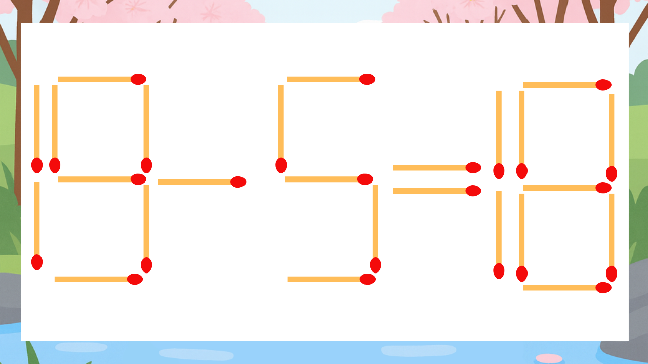 【マッチ棒クイズ】1本だけ動かして正しい式に：19-5=18？