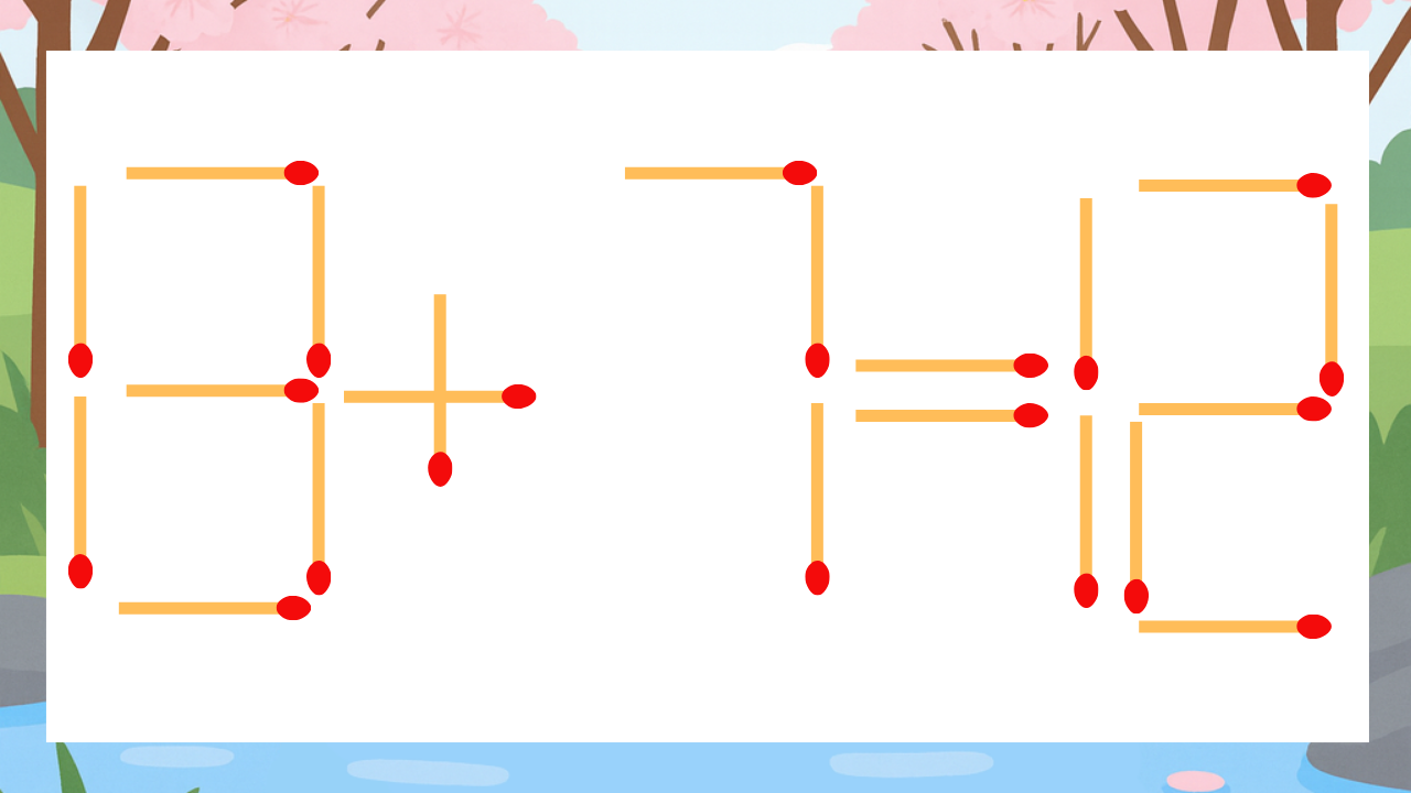【マッチ棒クイズ】1本だけ動かして正しい式に：13+7=12？