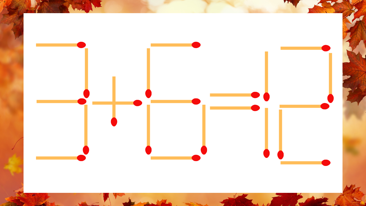 【マッチ棒クイズ】1本だけ動かして正しい式に：3＋6＝12？