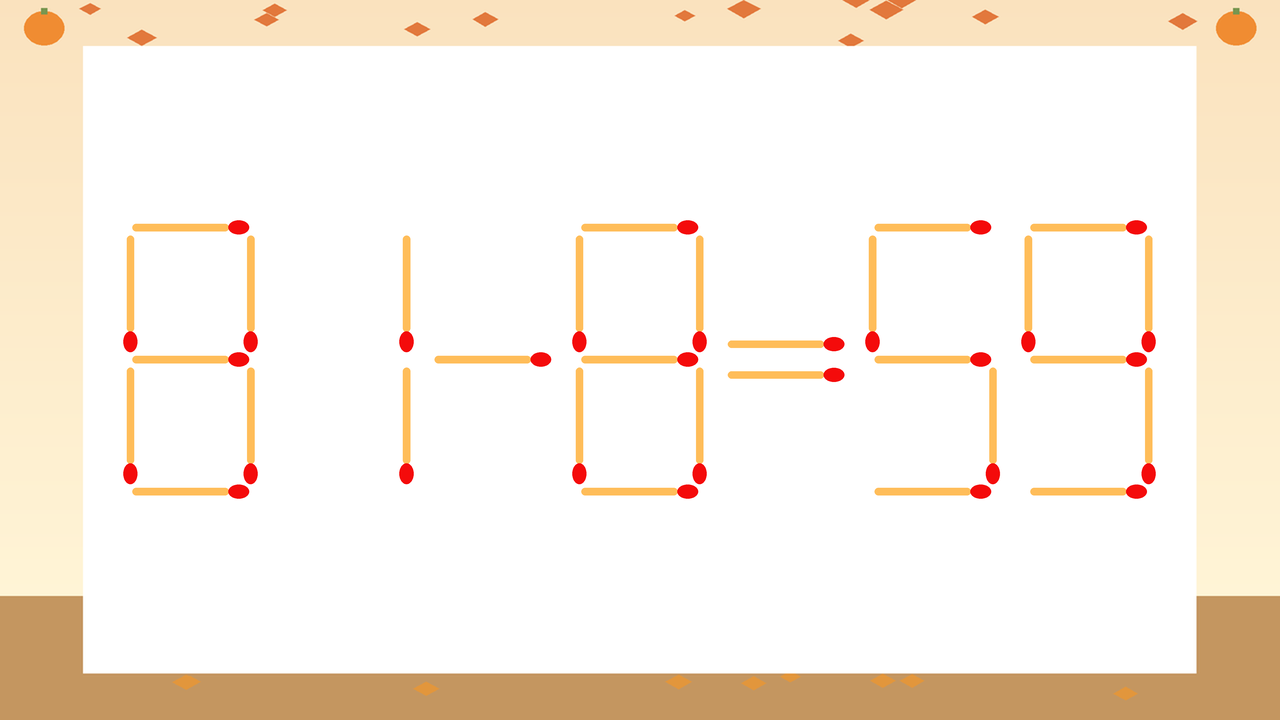 【マッチ棒クイズ】1本だけ動かして正しい式に：81-8=59？の問題イメージ