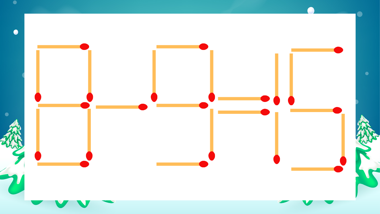 【マッチ棒クイズ】1本だけ動かして正しい式に：8-9=15？