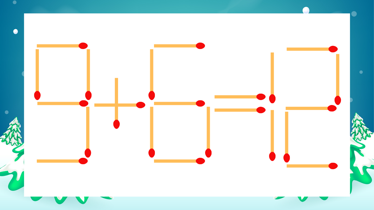 【マッチ棒クイズ】1本だけ動かして正しい式に：9+6=12？