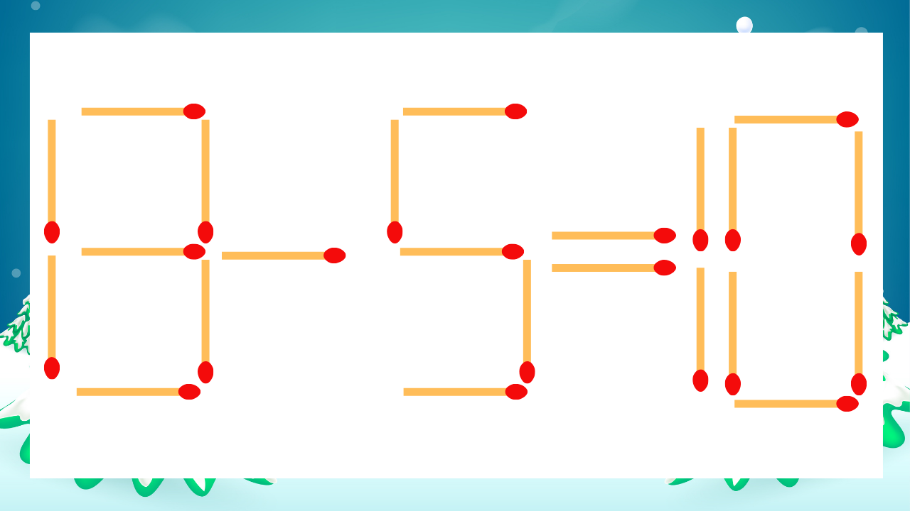 【マッチ棒クイズ】1本だけ動かして正しい式に：13-5=10？