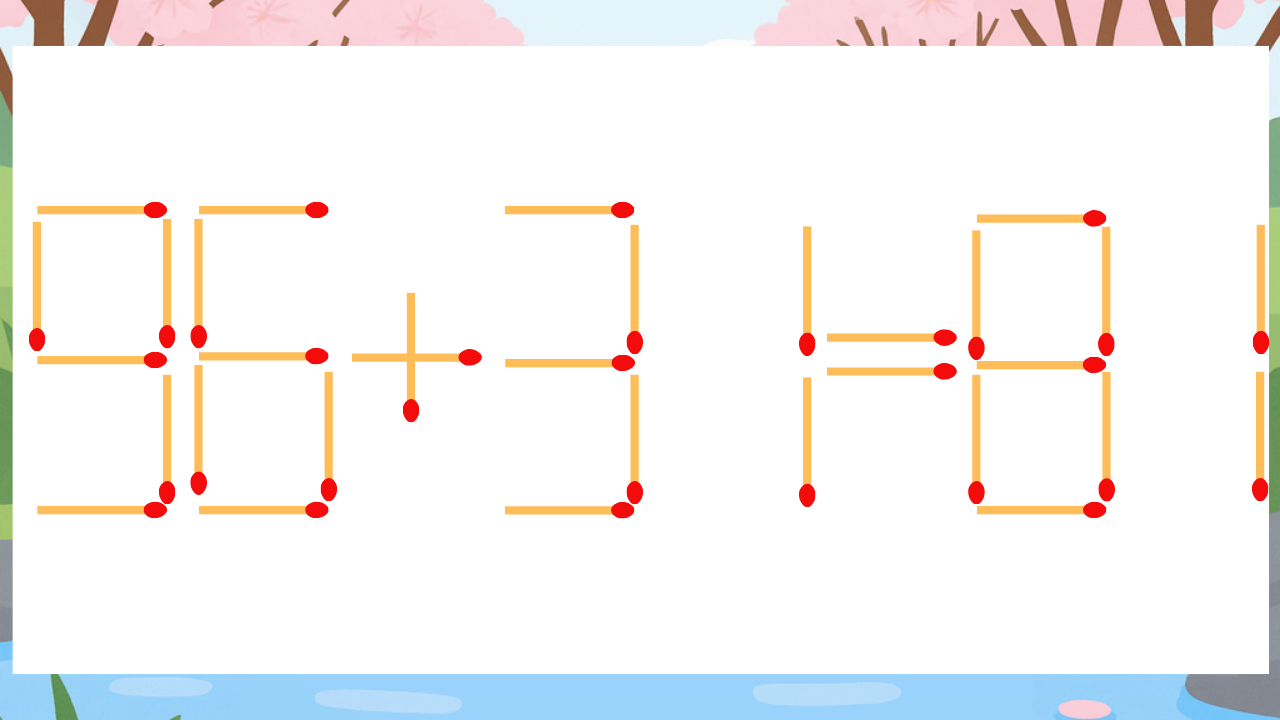【マッチ棒クイズ】1本だけ動かして正しい式に：96+31=81？