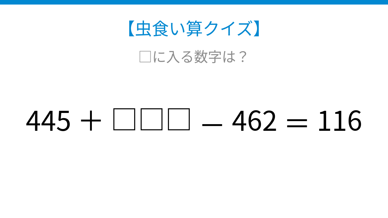 【虫食い算クイズ】□に入る数字は？論理で解ける！の問題イメージ