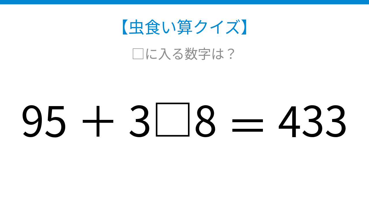 【虫食い算クイズ】□に入る数字は？論理で解ける！の問題イメージ