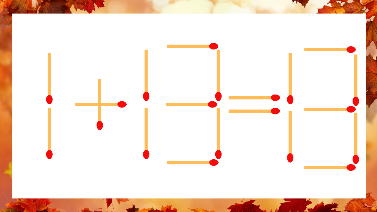 【マッチ棒クイズ】1本だけ動かして正しい式に：1+13=13？