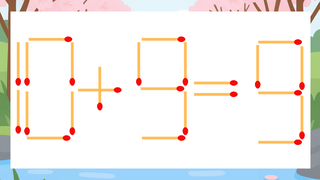 【マッチ棒クイズ】1本だけ動かして正しい式に：10+9=9？
