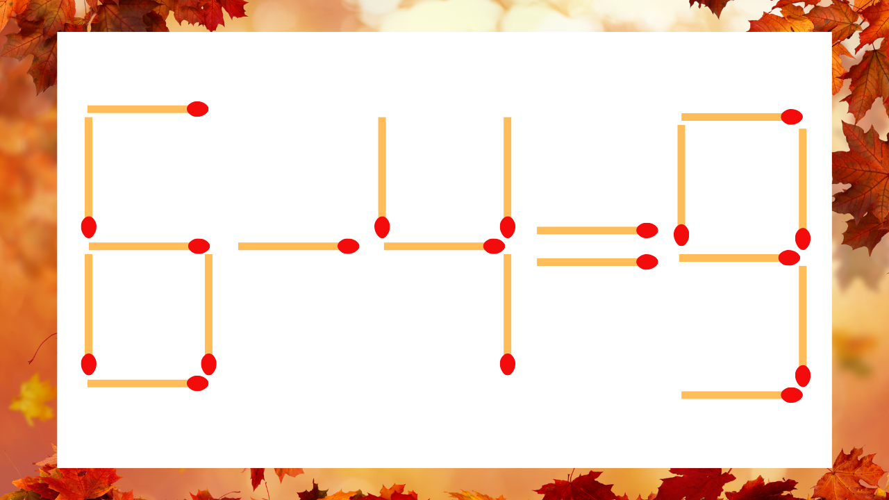 【マッチ棒クイズ】1本だけ動かして正しい式に：6−4＝9？