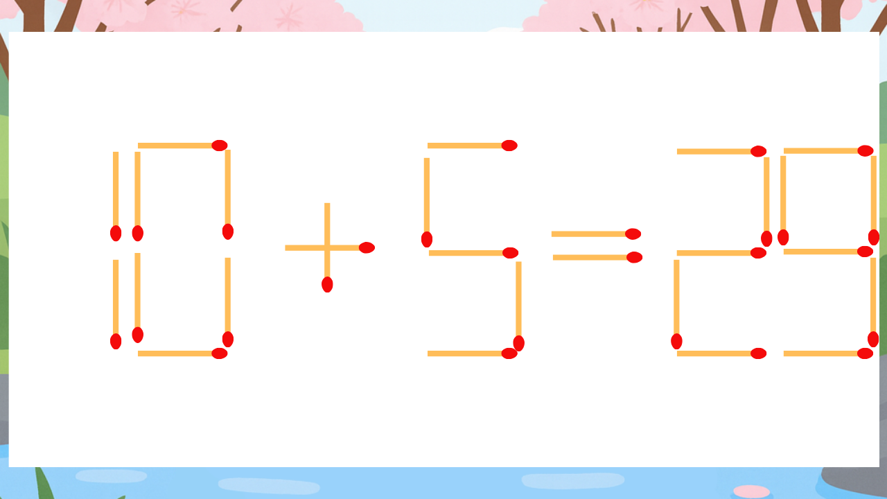 【マッチ棒クイズ】1本だけ動かして正しい式に：10+5=29？