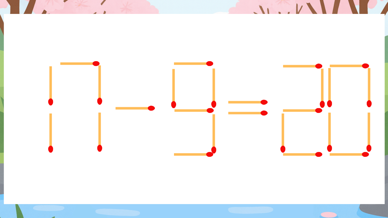 【マッチ棒クイズ】1本だけ動かして正しい式に：17-9=20？