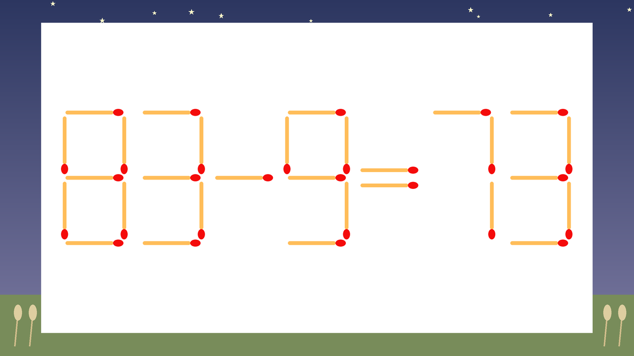 【マッチ棒クイズ】1本だけ動かして正しい式に:83-9=73?