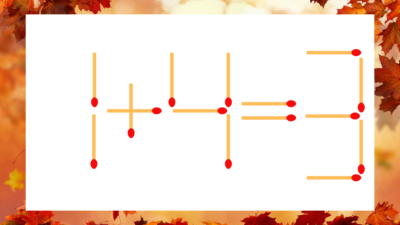 【マッチ棒クイズ】1本だけ動かして正しい式に：1+4=3？