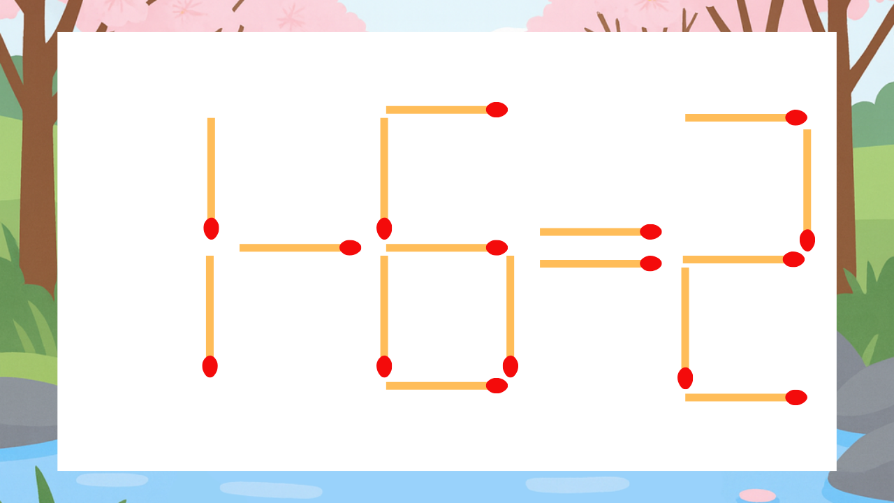 【マッチ棒クイズ】1本だけ動かして正しい式に：1-6=2？