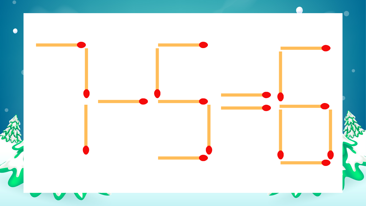 【マッチ棒クイズ】1本だけ動かして正しい式に：7-5=6？