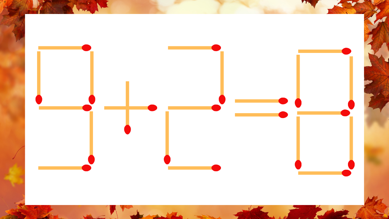 【マッチ棒クイズ】1本だけ動かして正しい式に：9＋2＝8？