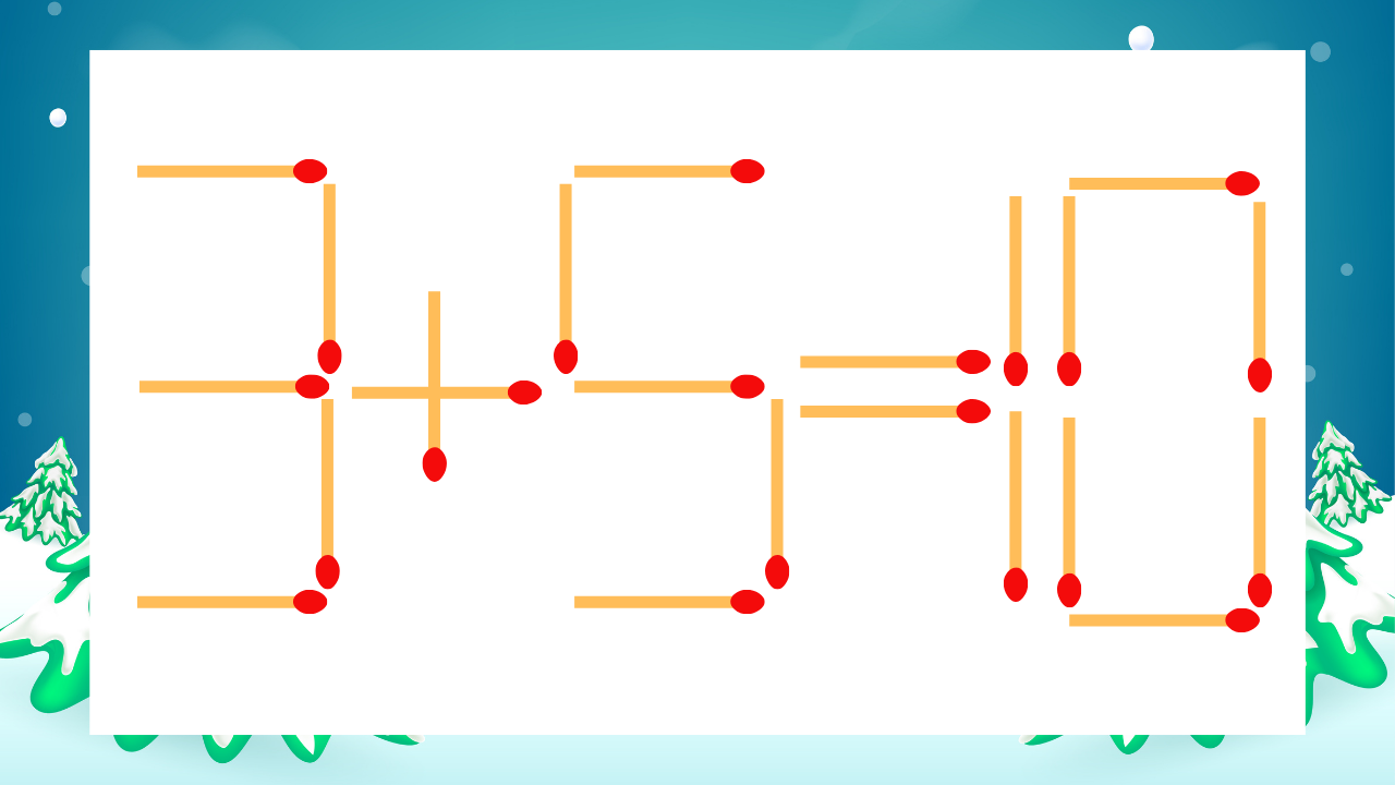 【マッチ棒クイズ】1本だけ動かして正しい式に：3+5=10？