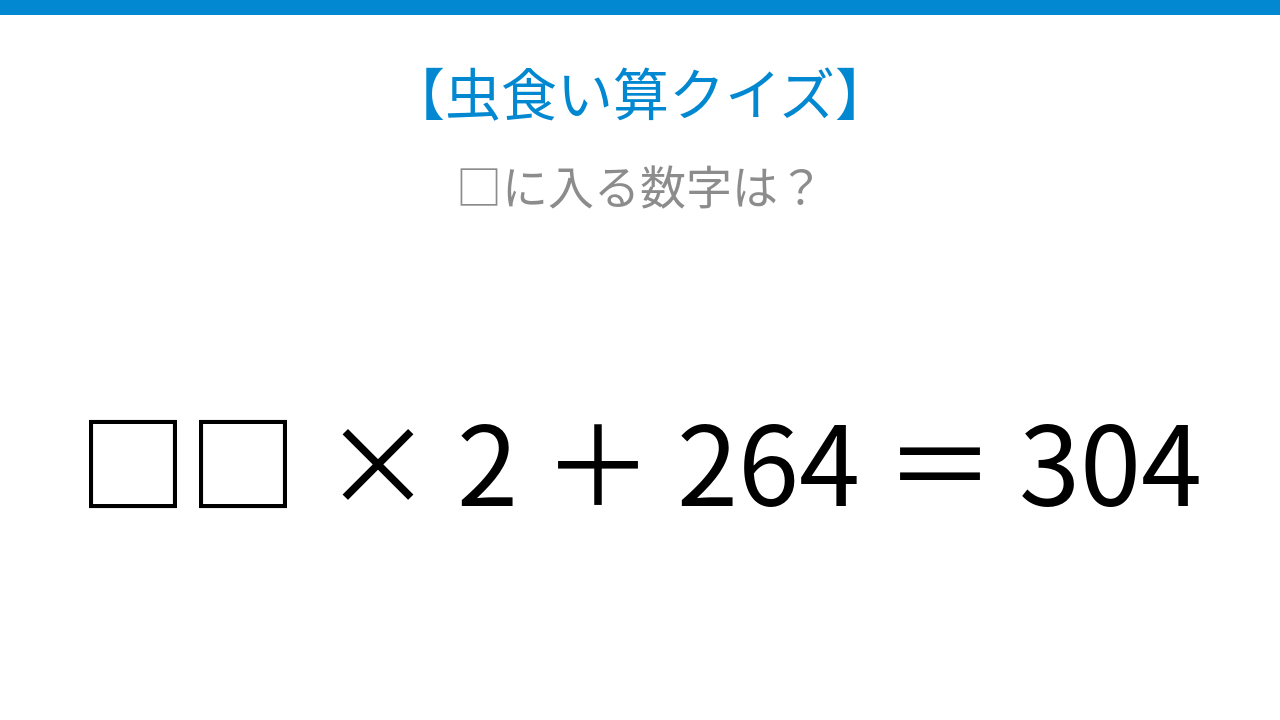 【虫食い算クイズ】足し算と掛け算の混合式、□に入る数字は？