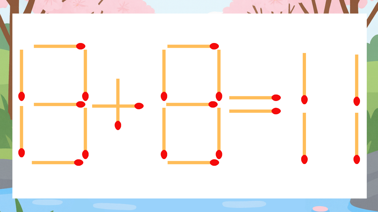 【マッチ棒クイズ】1本だけ動かして正しい式に：13+8=11？