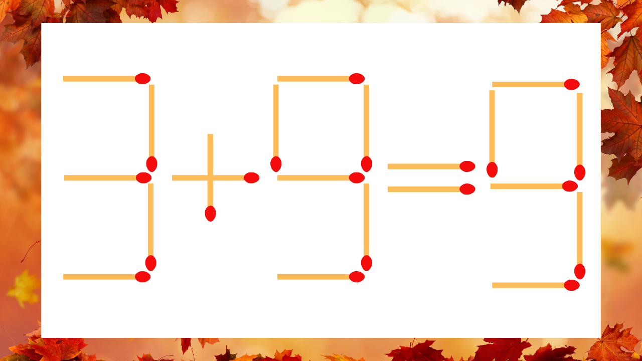 【マッチ棒クイズ】1本だけ動かして正しい式に：3+9=9？