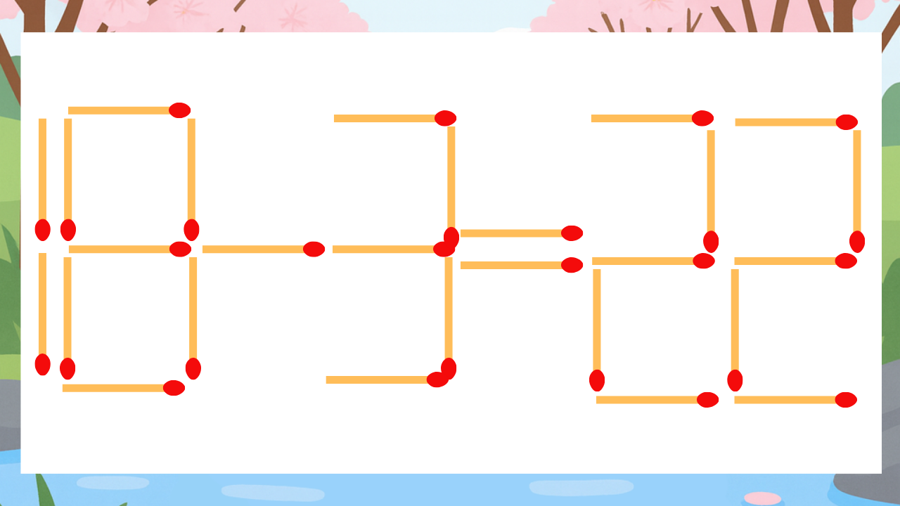 【マッチ棒クイズ】1本だけ動かして正しい式に：18-3=22？の問題イメージ