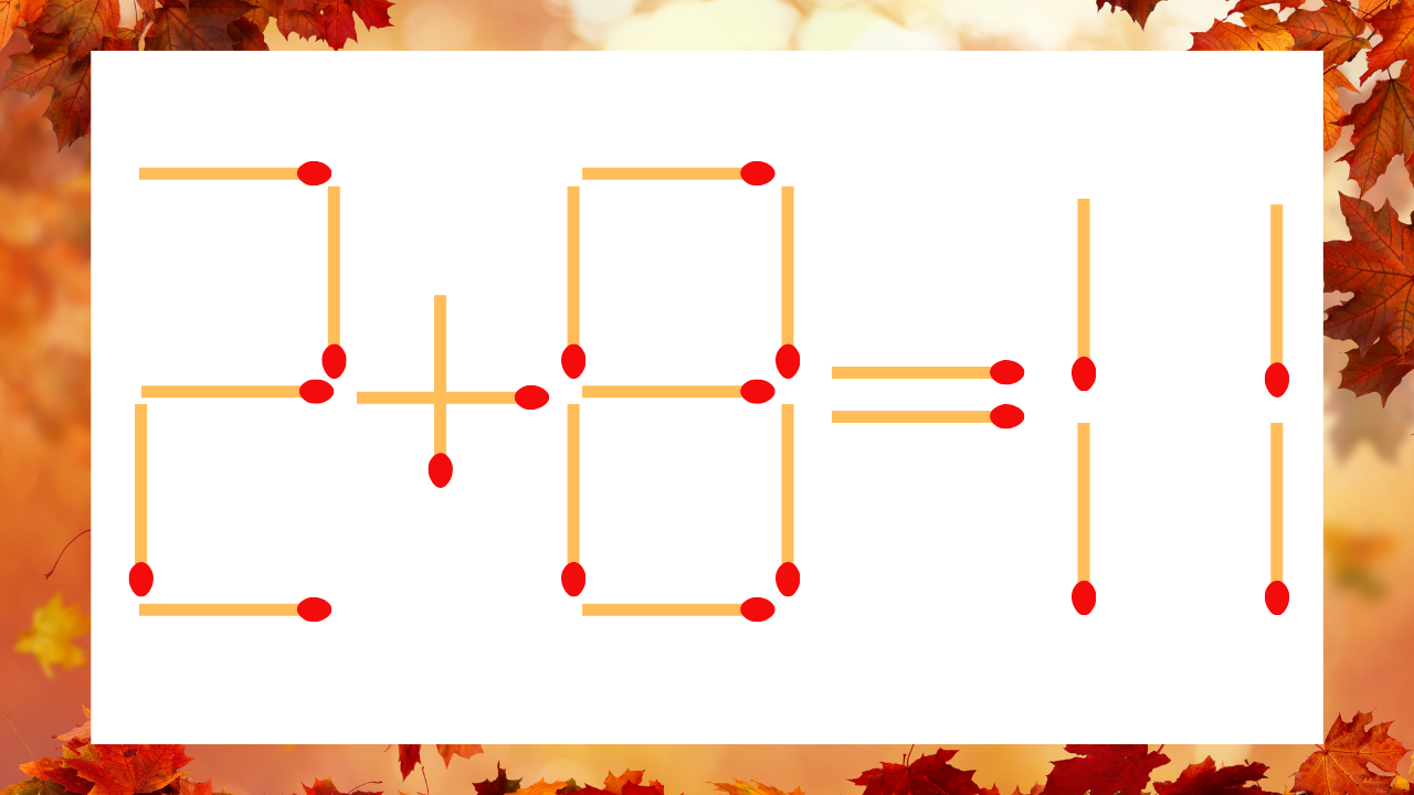 【マッチ棒クイズ】1本だけ動かして正しい式に：2＋8＝11？
