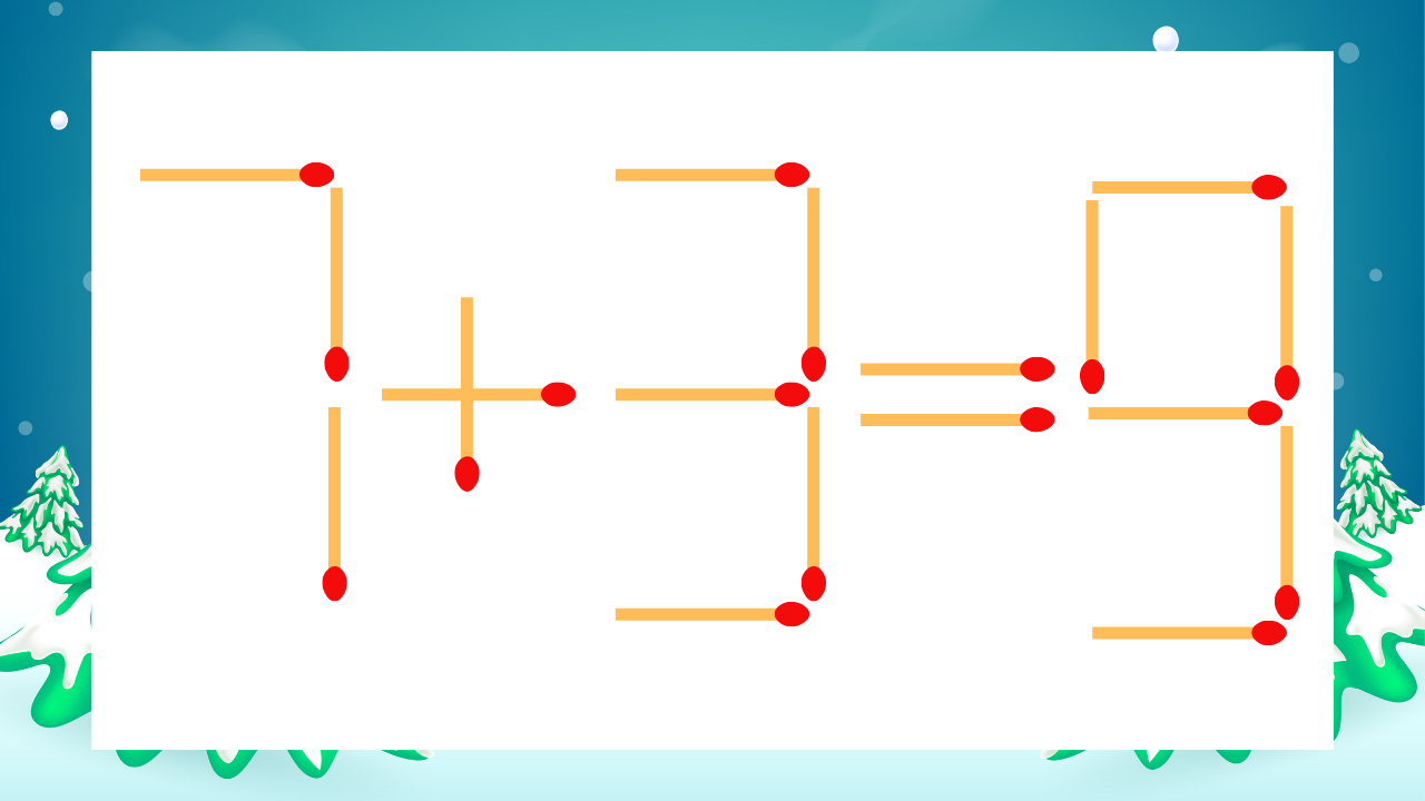 【マッチ棒クイズ】1本だけ動かして正しい式に：7+3=9？