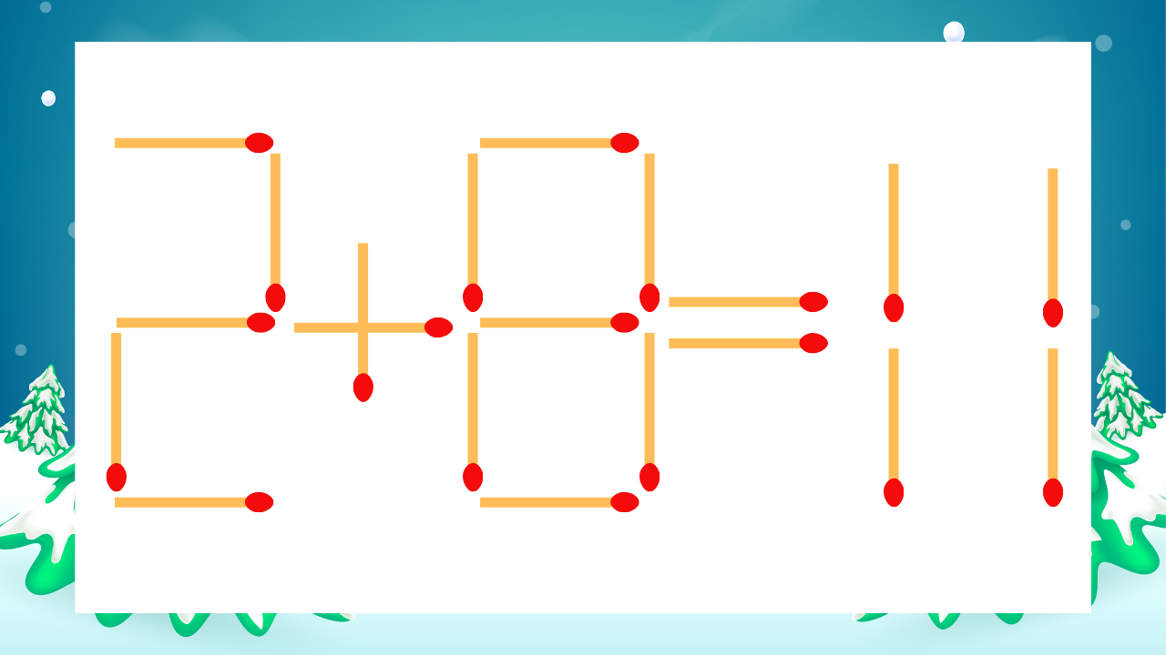 【マッチ棒クイズ】1本だけ動かして正しい式に：2+8=11？