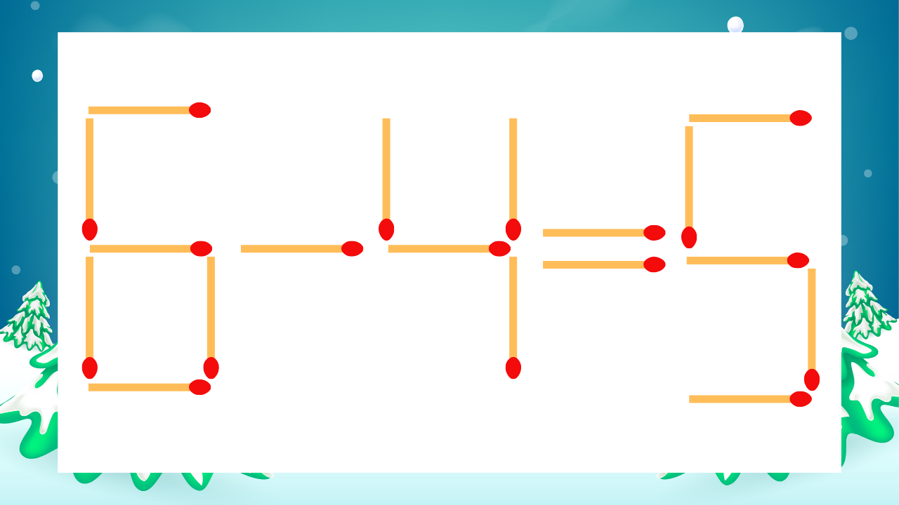 【マッチ棒クイズ】1本だけ動かして正しい式に：6-4=5？の問題イメージ