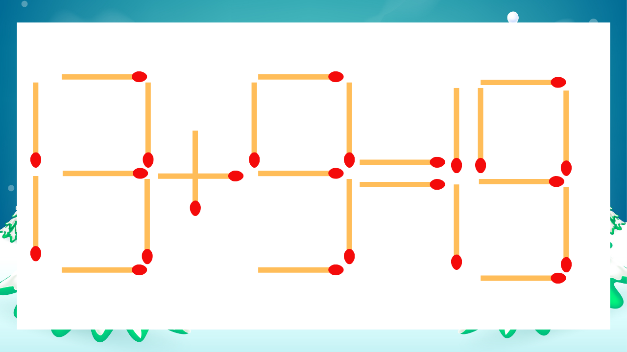 【マッチ棒クイズ】1本だけ動かして正しい式に：13+9=19？の問題イメージ
