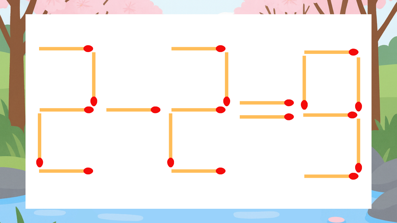【マッチ棒クイズ】1本だけ動かして正しい式に：2-2=9？