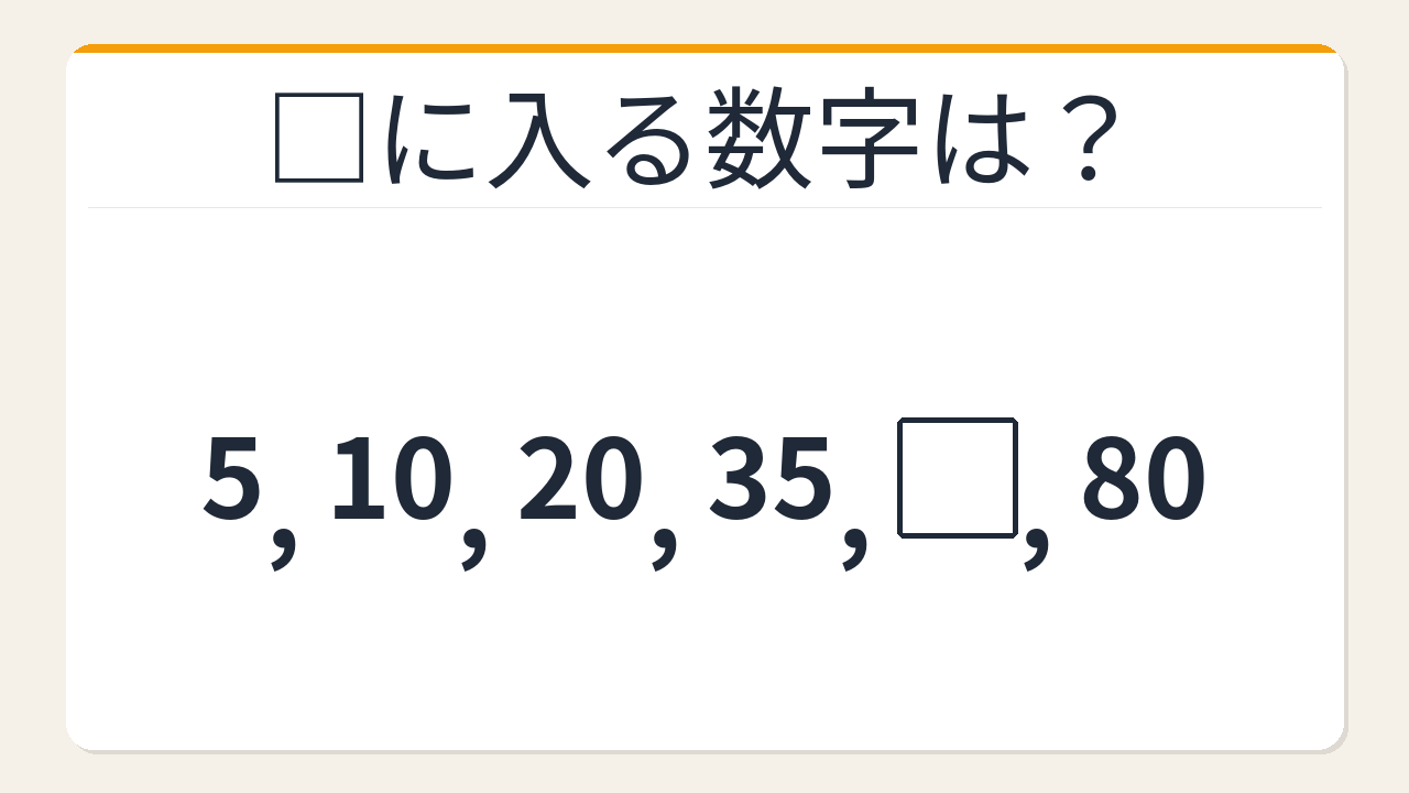 【数列クイズ】階差が等差の法則！□に入る数字は？