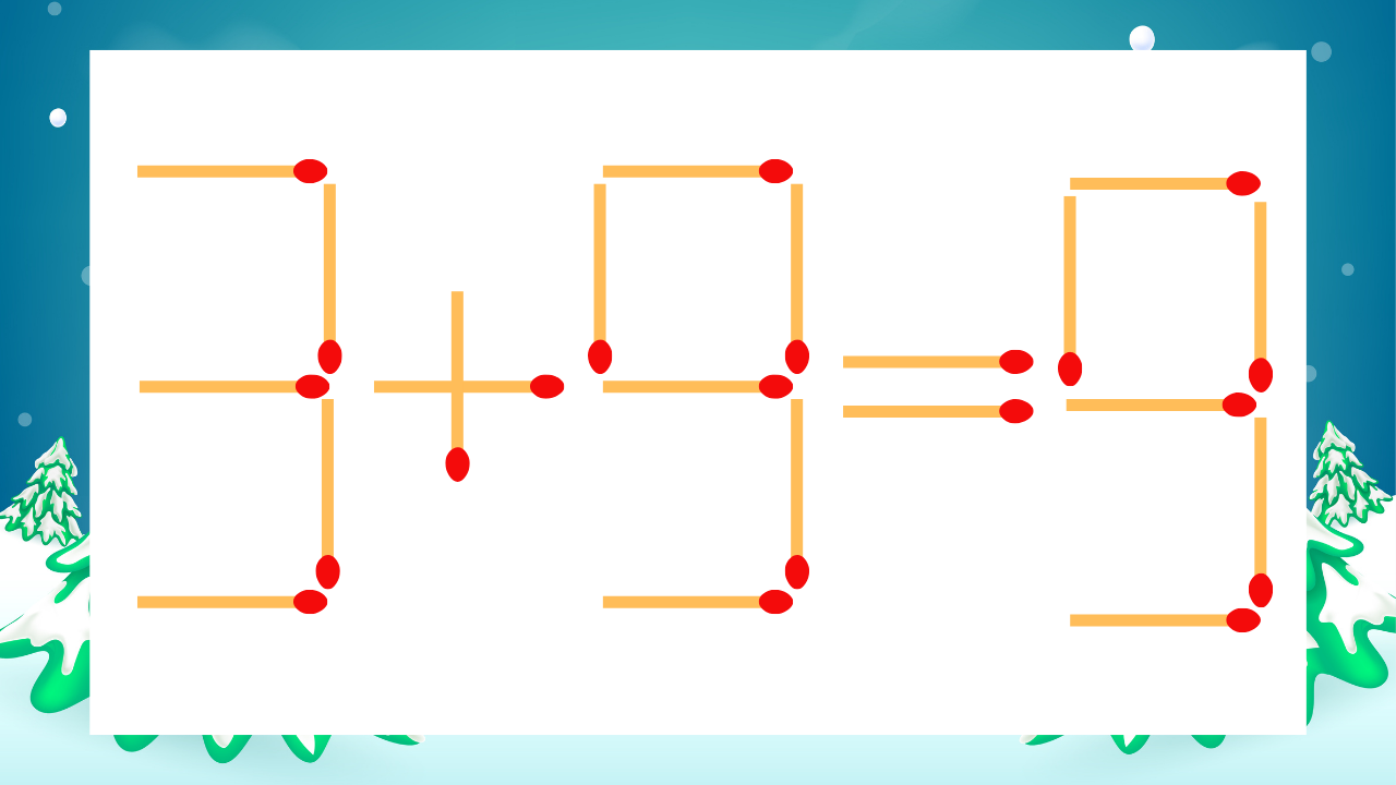 【マッチ棒クイズ】1本だけ動かして正しい式に：3+9=9？