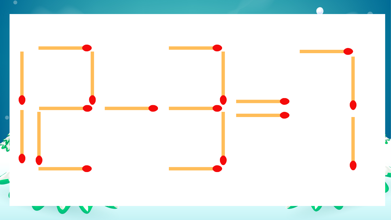 【マッチ棒クイズ】1本だけ動かして正しい式に：12-3=7？の問題イメージ
