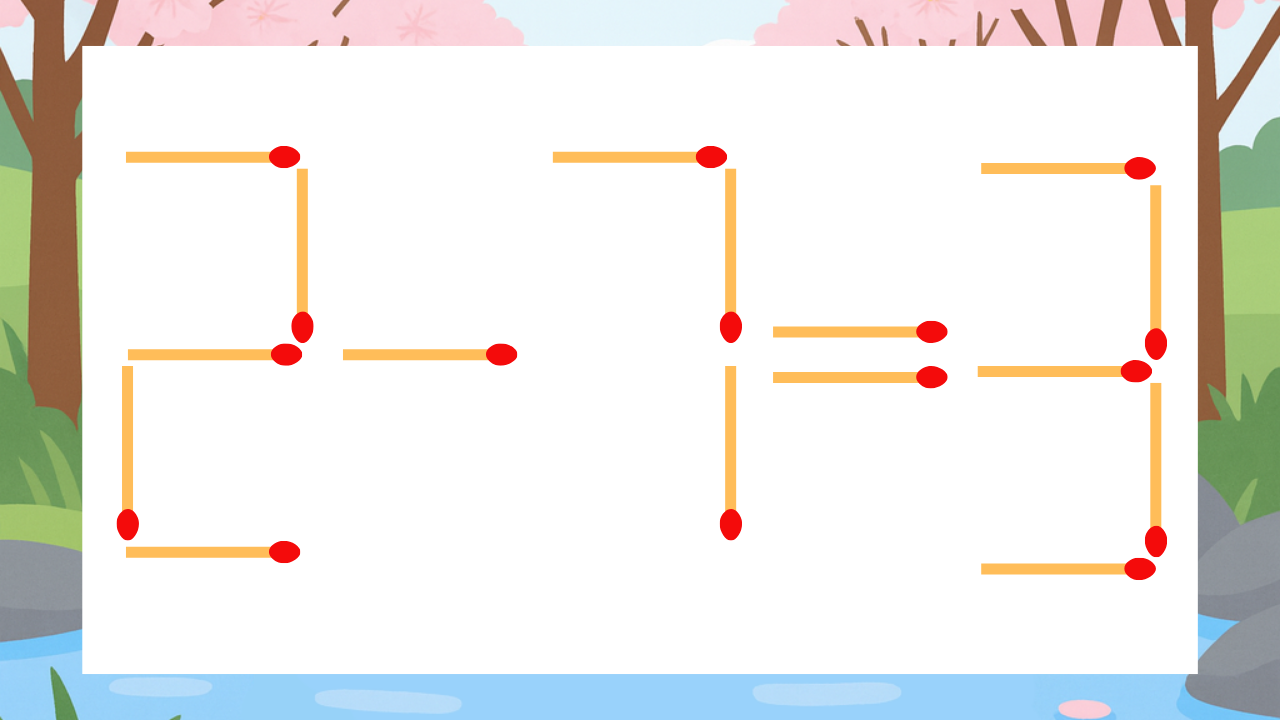 【マッチ棒クイズ】1本だけ動かして正しい式に：2-7=3？