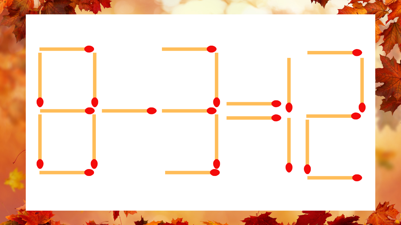 【マッチ棒クイズ】1本だけ動かして正しい式に：8−3＝12？