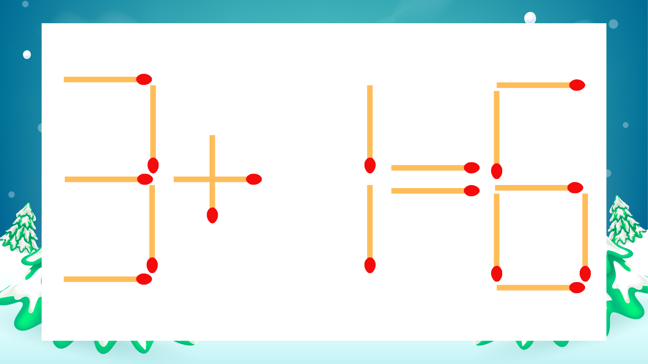 【マッチ棒クイズ】1本だけ動かして正しい式に：3+1=6？の問題イメージ