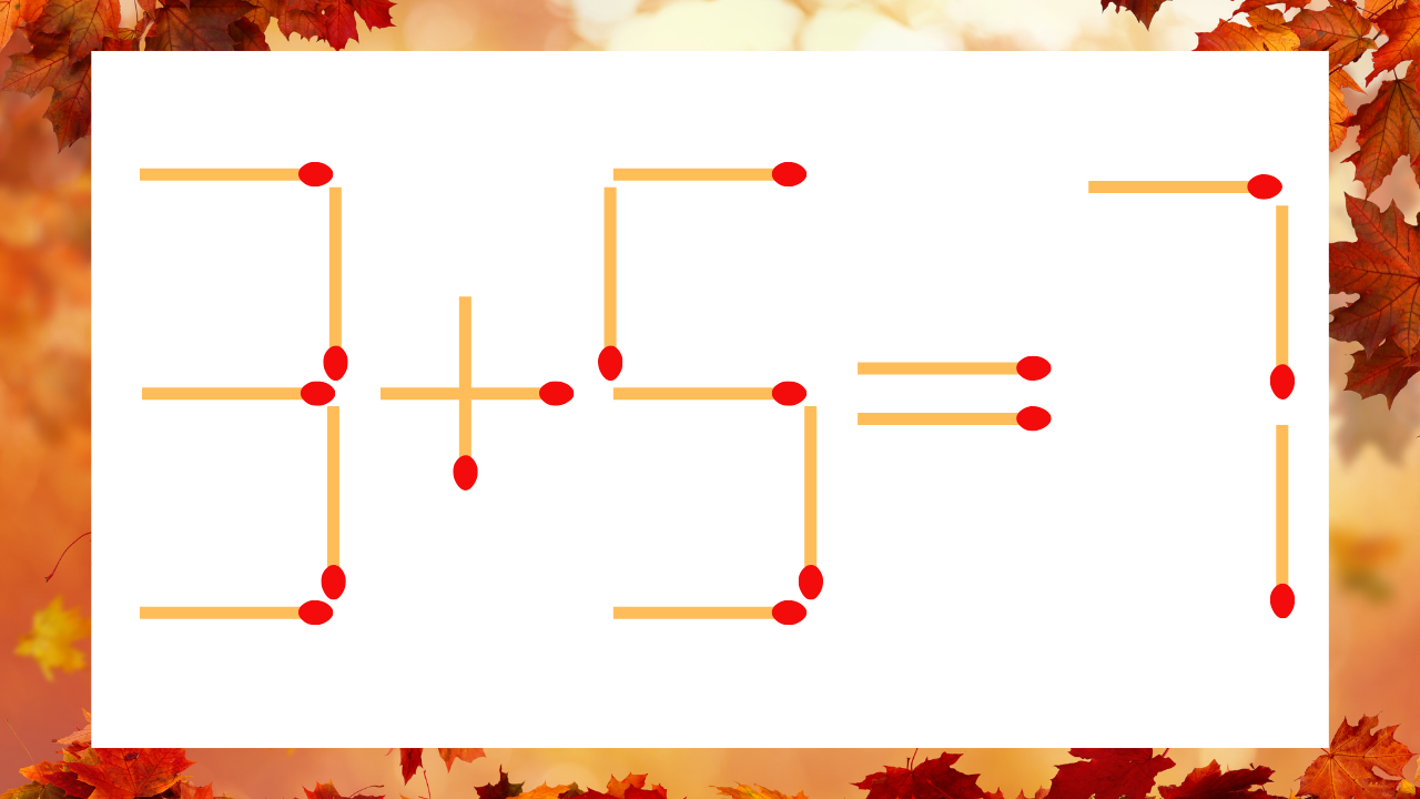 【マッチ棒クイズ】1本だけ動かして正しい式に：3+5=7？