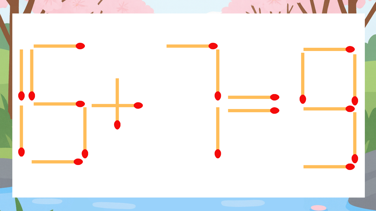 【マッチ棒クイズ】1本だけ動かして正しい式に：15+7=9？