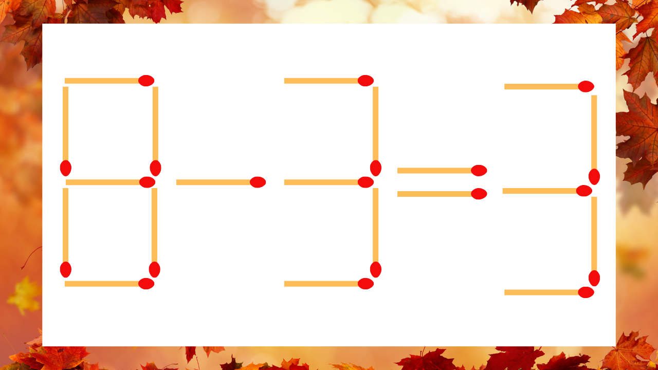 【マッチ棒クイズ】1本だけ動かして正しい式に：8-3=3？