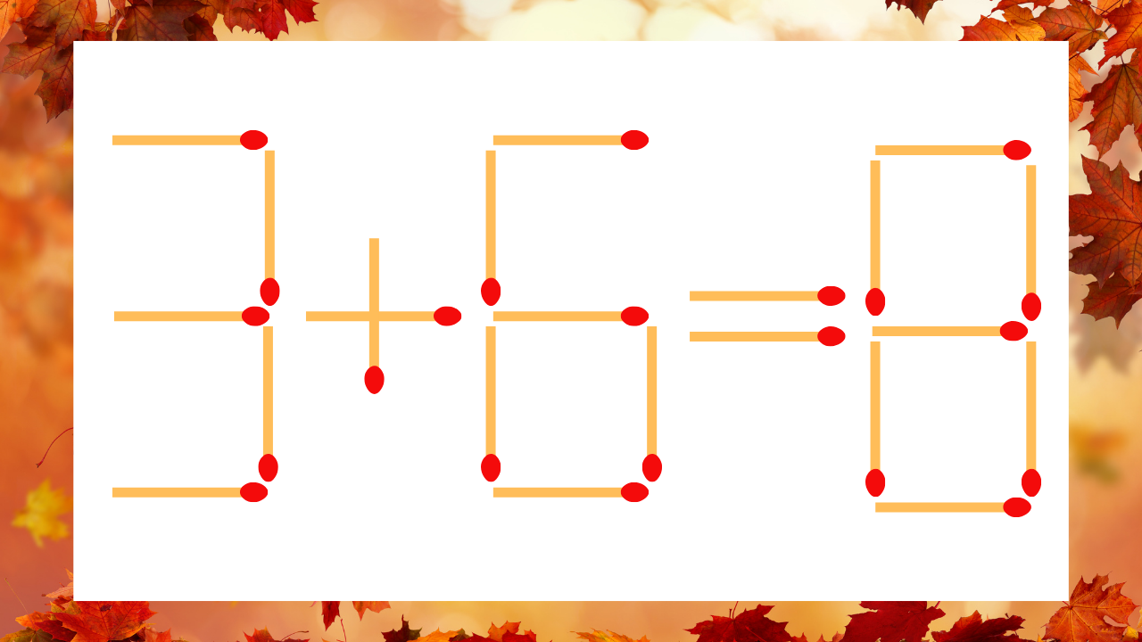【マッチ棒クイズ】1本だけ動かして正しい式に：3+6=8？