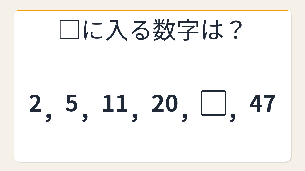 【数列クイズ】パッと解けたら才能あり！階差に隠れた美しい規則の問題イメージ