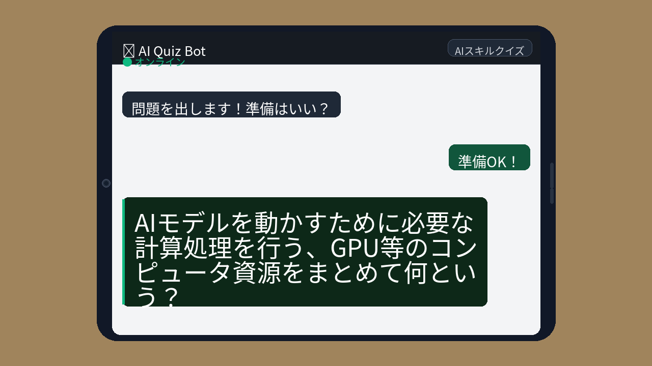 【AIクイズ】「AIに必要なのは頭脳だけじゃない」…この基本用語、説明できますか？の問題イメージ