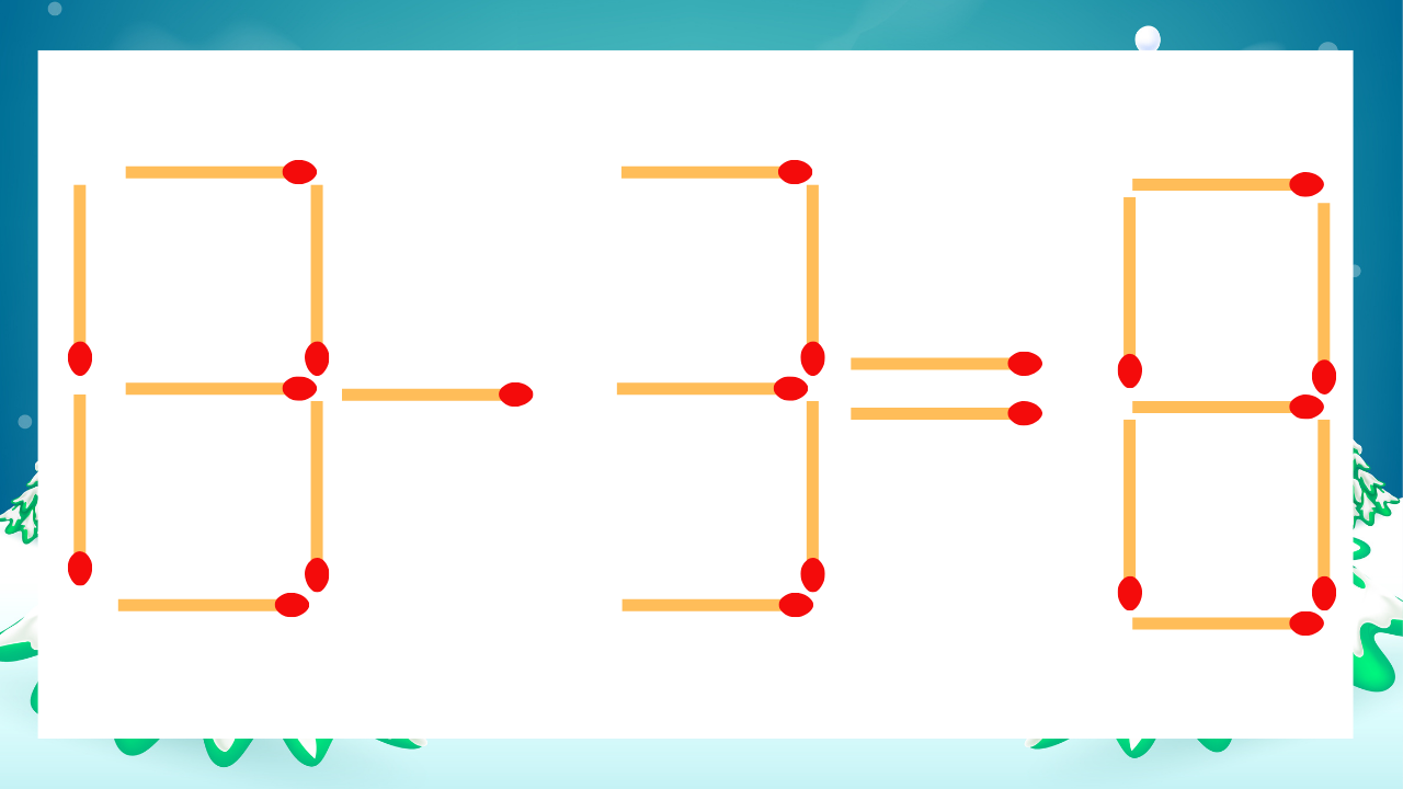 【マッチ棒クイズ】1本だけ動かして正しい式に：13-3=8？の問題イメージ