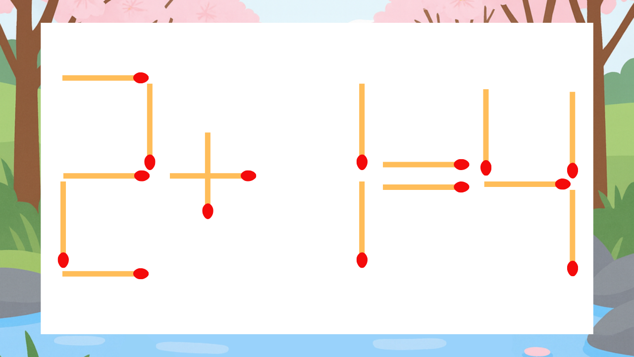 【マッチ棒クイズ】1本だけ動かして正しい式に：2+1=4？