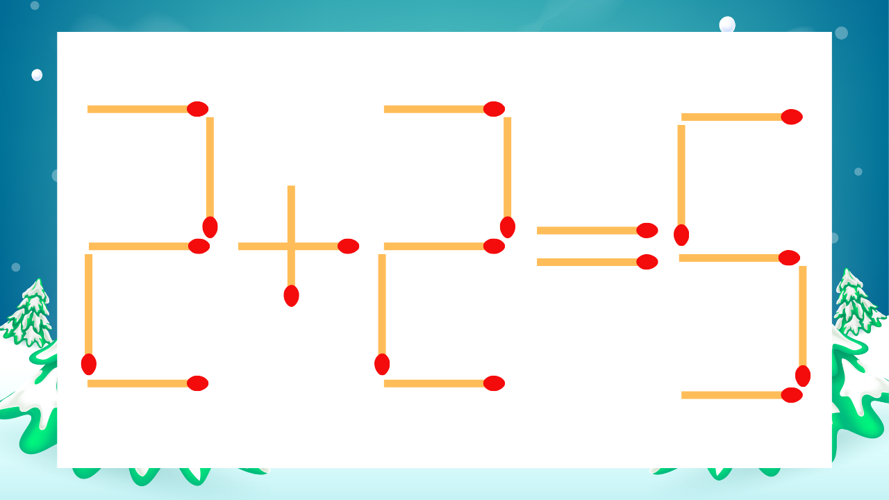 【マッチ棒クイズ】1本だけ動かして正しい式に：2+2=5？