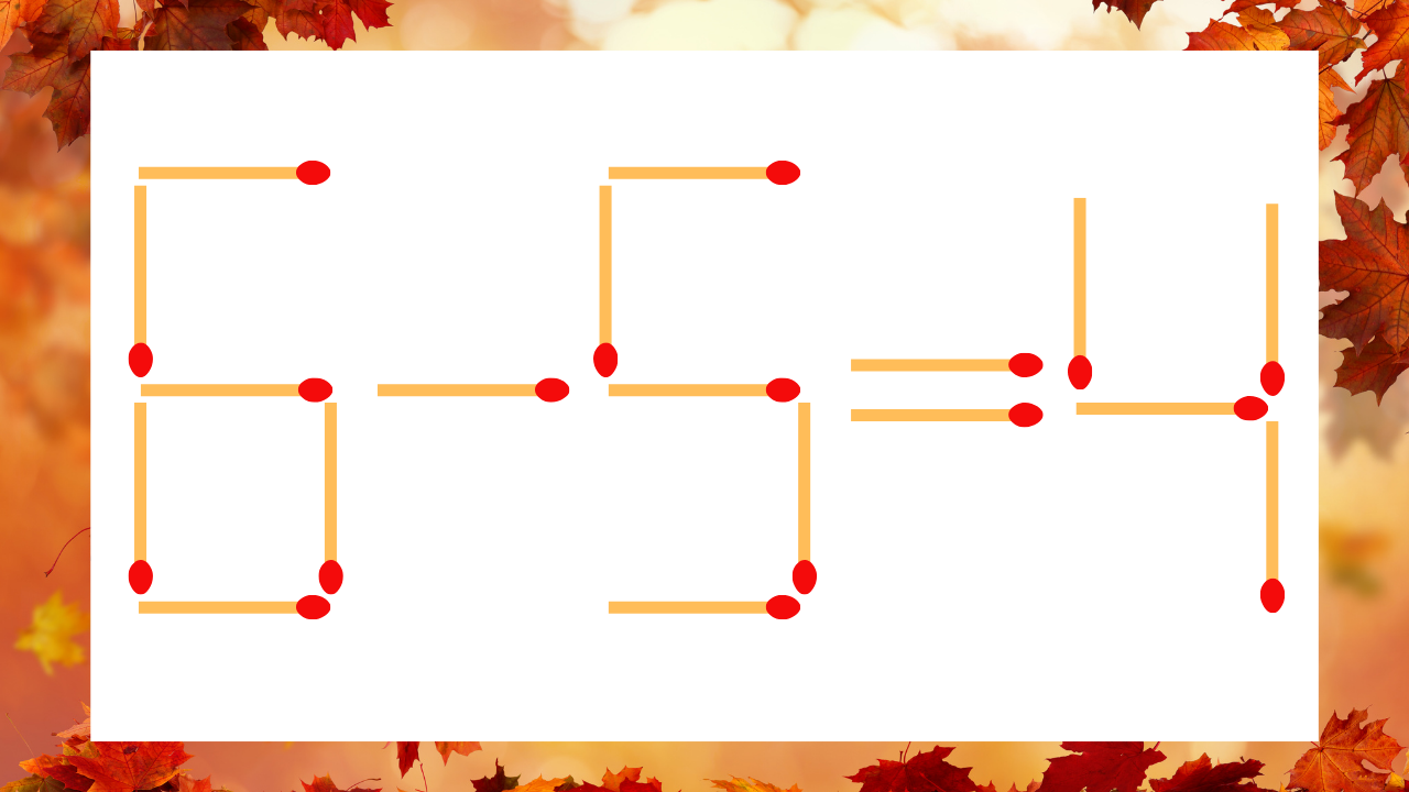 【マッチ棒クイズ】1本だけ動かして正しい式に：6-5=4？