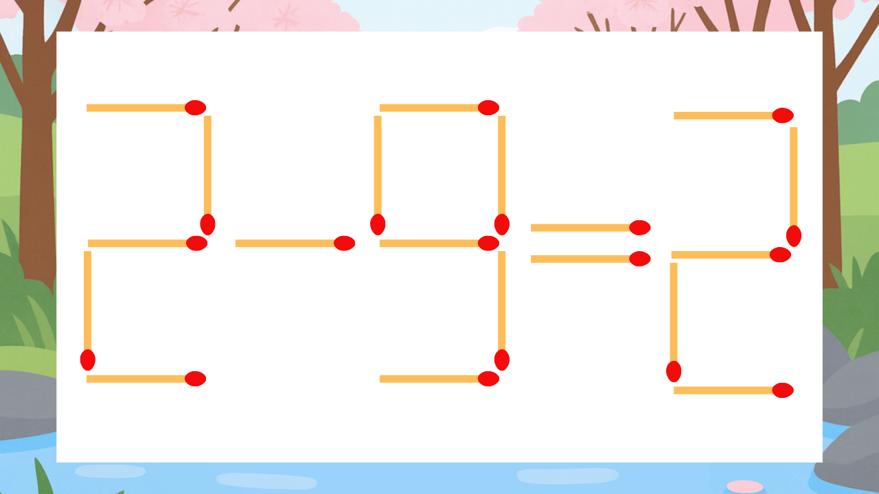 【マッチ棒クイズ】1本だけ動かして正しい式に：2-9=2？