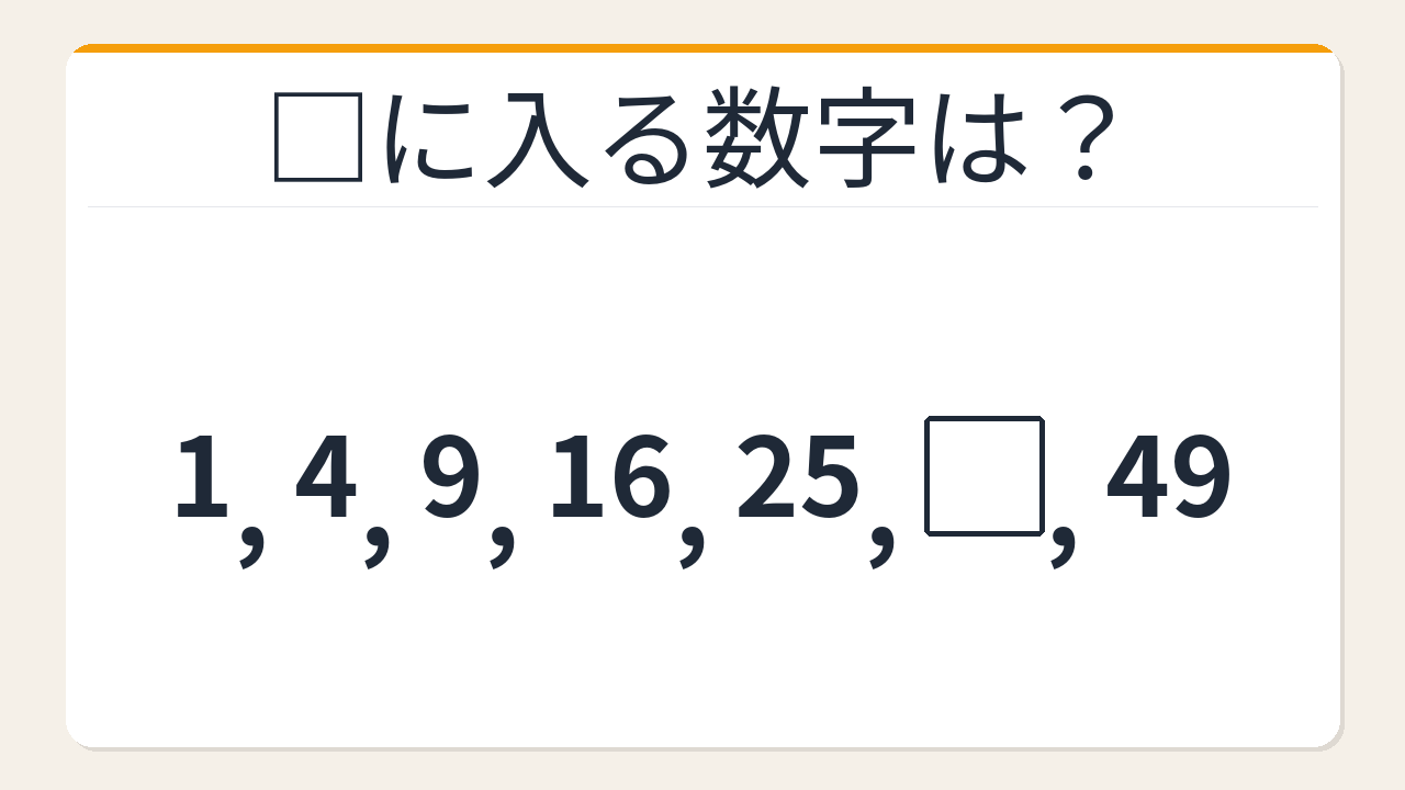 【数列クイズ】平方数＋穴埋めの法則！□に入る数字は？